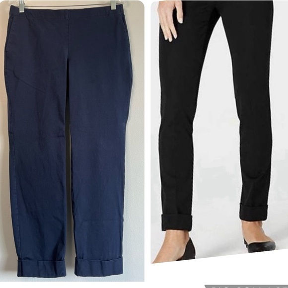 J Jill Premium Bi Stretch Slim Leg Cuffed Pull On Pants Size 10 Navy - Picture 1 of 9
